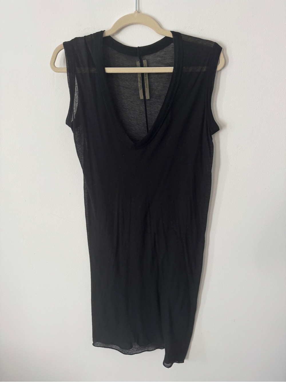 Rick Owens Wishbone S/S 2007 Black Sheer Sleeveless Tunic Top